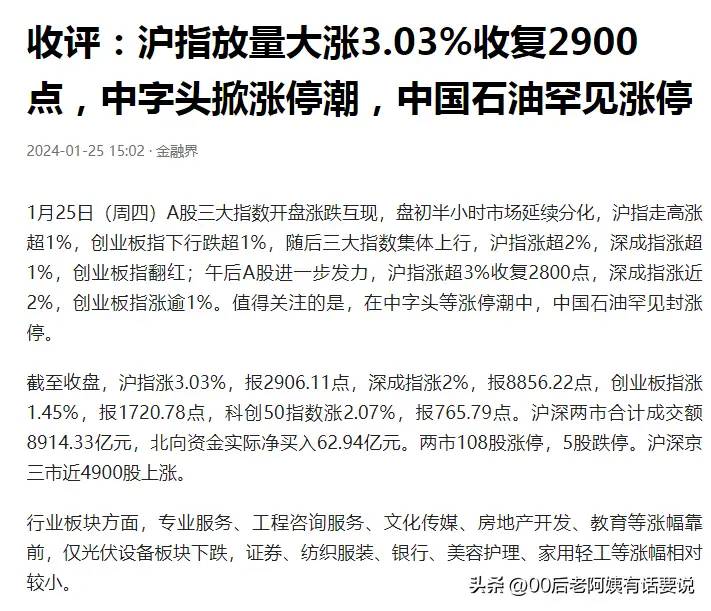 笑死在评论区！沪指涨3.03%，报2906.11点，中国石油罕见涨停！